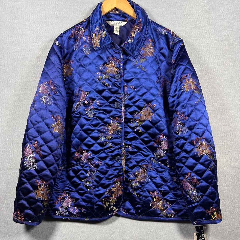 Vintage Asian Inspired Quilted Floral Brocade Jacket Plus Size 1X